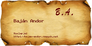 Baján Andor névjegykártya